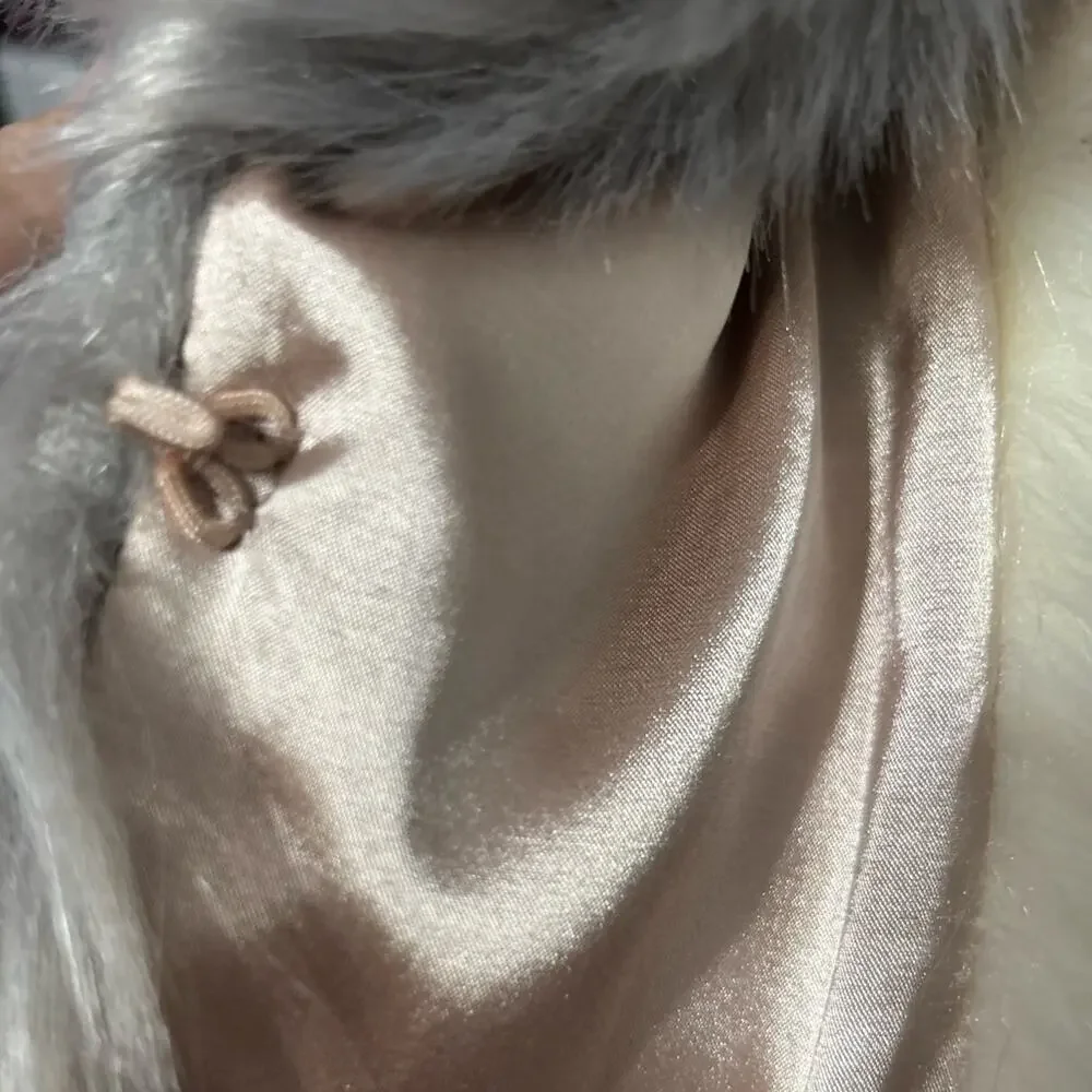 Ann Taylor The Loft Faux Fur Scarf Two Way Multicolor Pink Lavender Cream Winter